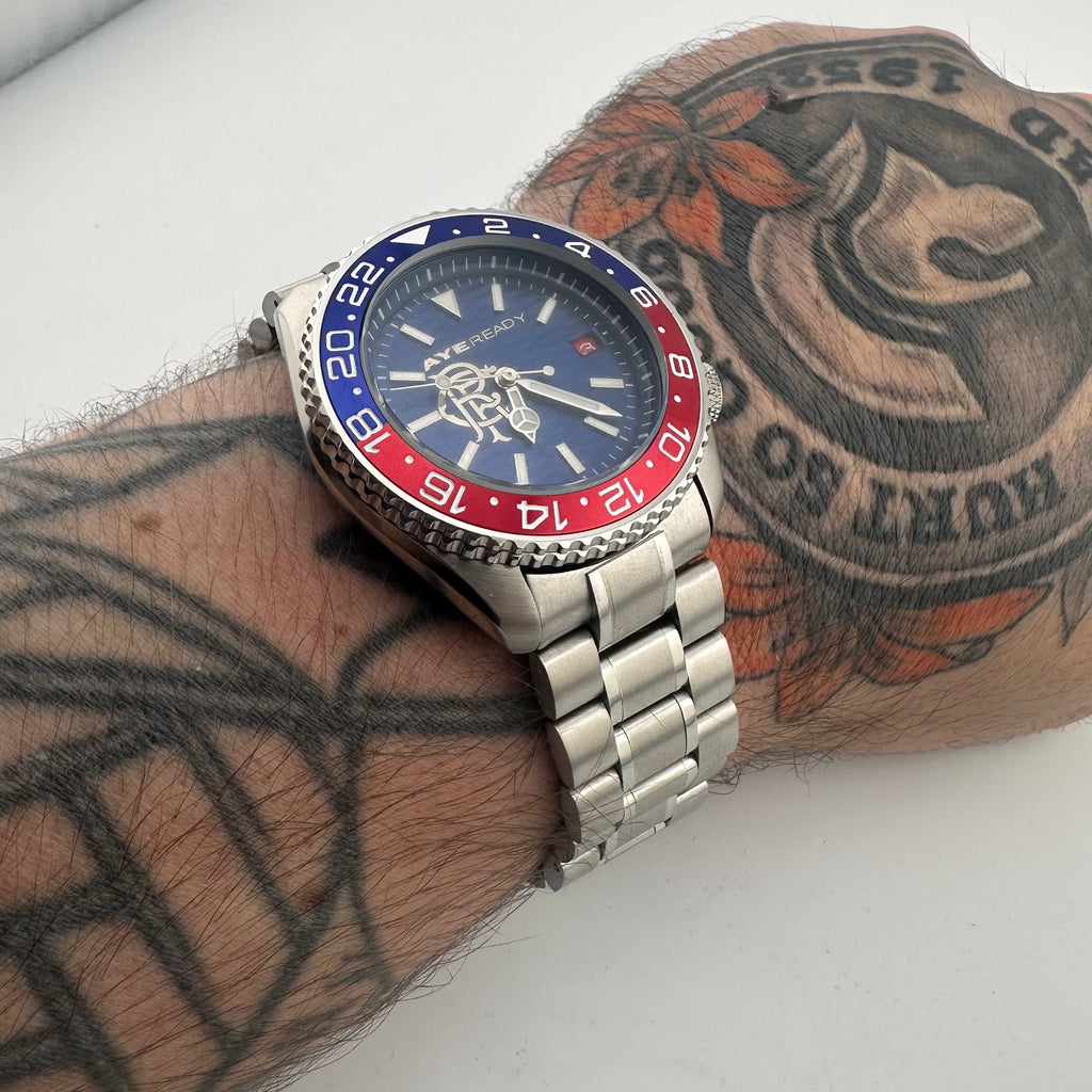 RANGERS FC AYE READY SEIKO AR82 DIVE DESIGN STAINLESS WATCH