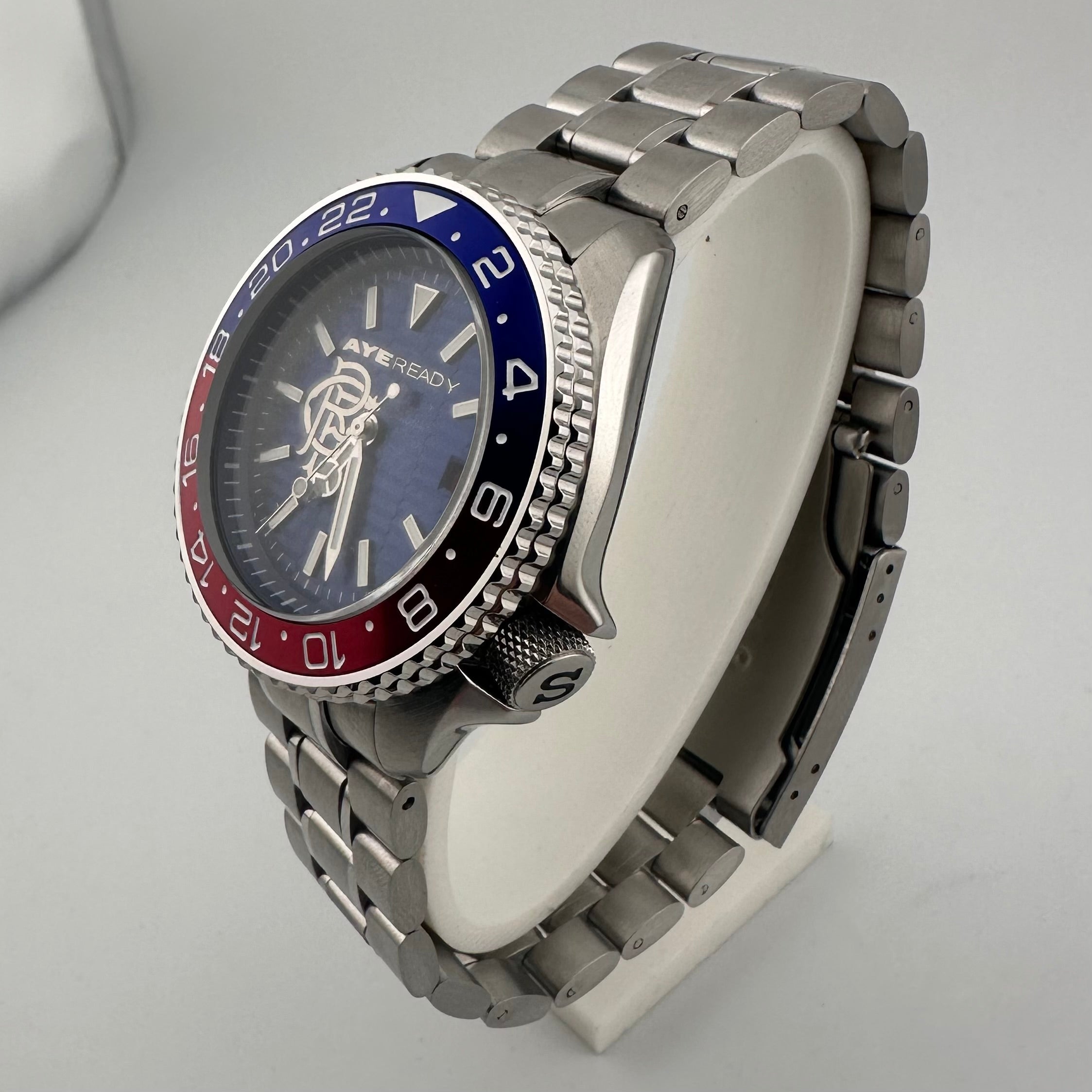 RANGERS FC AYE READY SEIKO AR82 DIVE DESIGN STAINLESS WATCH